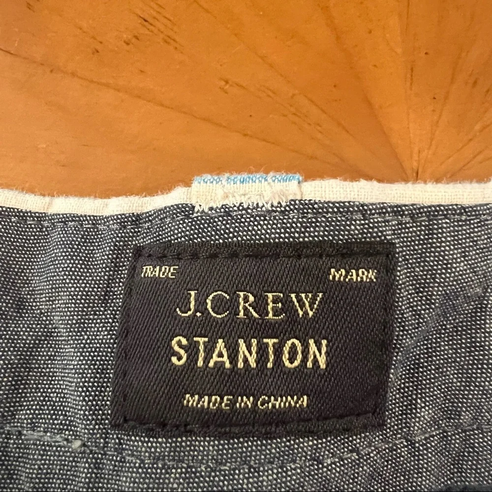 J.‎ Crew Striped 9” Inseam Stanton Shorts Linen Aqua Blue 30 Flat Front Beach
